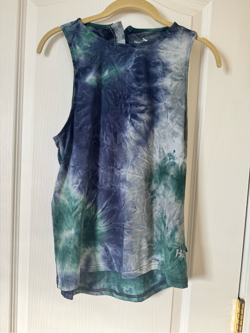 Horseware Ireland Tie Dye Sleeveless Athletic Tank Top Medium Blue Green